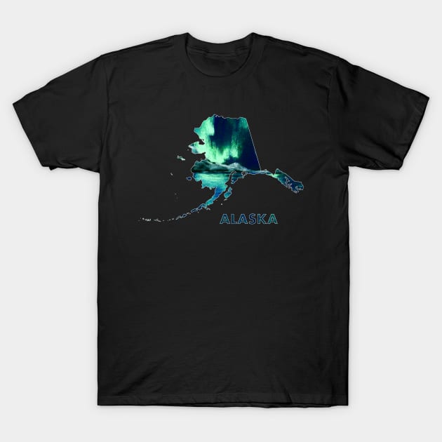 Alaska - Northern Lights T-Shirt by Anastasiya Malakhova